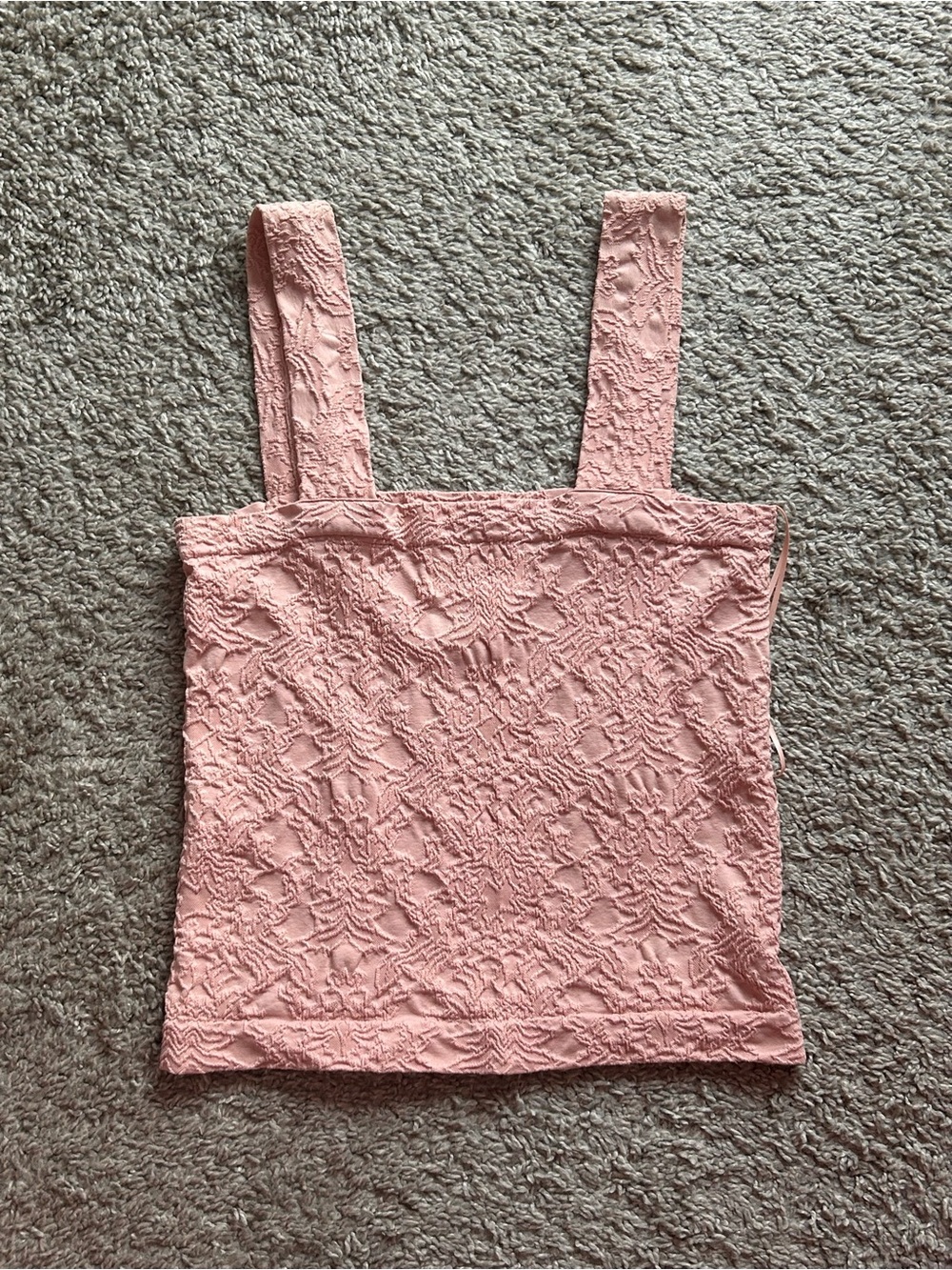 women's pink textured square-neck tank top